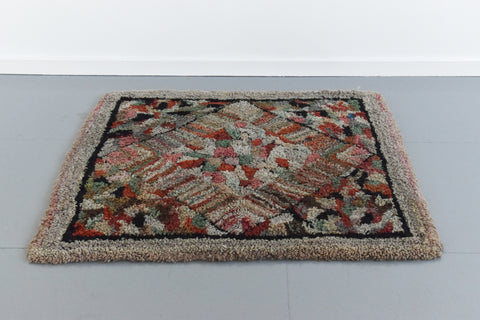 Vintage 1930s Small Square Wool Rug