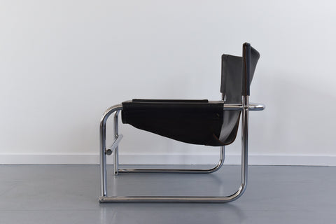 Vintage Mid-Century Modern Rodney Kinsman T1 Leather and Chrome Sling Chair