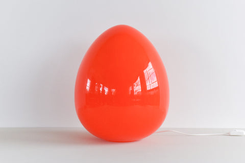Contemporary Large Orange Glass Egg Lamp