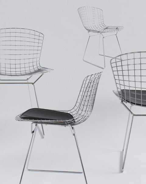 Vintage Set of Six Harry Bertoia Model 420C Chrome Steel Wire Chairs