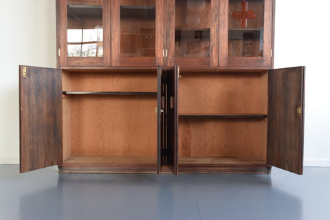 Large Wooden Glazed School Cabinet