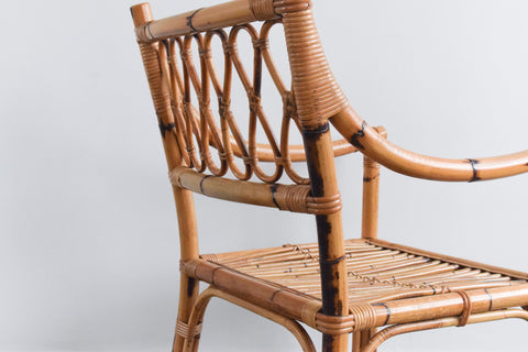 Vintage Pair of Bamboo / Cane Arm Chairs