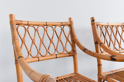 Vintage Pair of Bamboo / Cane Arm Chairs