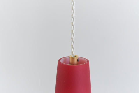 Vintage 1950s Red Glass Trumpet Pendant Light Fitting
