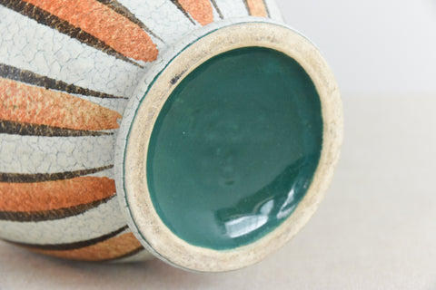Vintage 1950s Striped Ceramic Vase