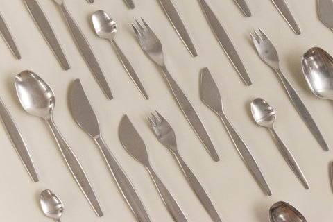 Vintage 1950s Swedish 44 Piece Stainless Steel Focus Cutlery Set by Folke Arström for Gense
