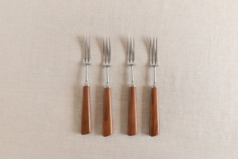 Vintage 1960s 21 Piece Walnut & Stainless Steel Cutlery Set by Mills Moore