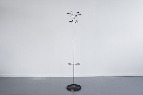 Vintage 1960s Black and Silver Hago Atomic Free Standing Coat Stand