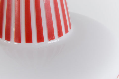 Vintage 1960s Red Striped Glass Pendant Light Shade