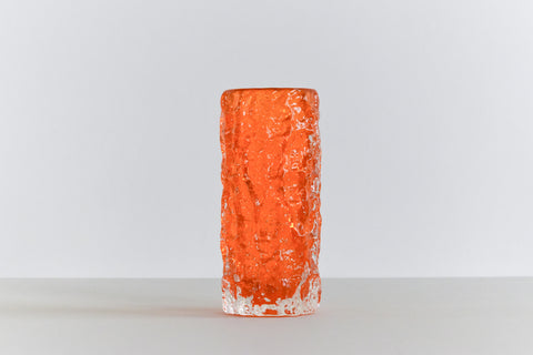 Vintage 1960s Tangerine Bark Vase by Geoffrey Baxter for Whitefriars