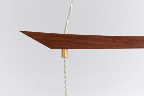 Vintage 1960s Teak and Frosted Glass Double Pendant Chandelier