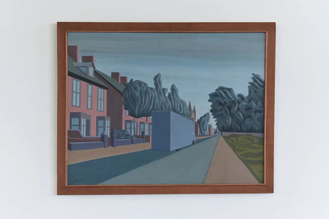 Vintage 1967 Original Large Framed Oil Painting by Ken Watts 'Bede Burn Road Jarrow'