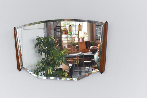 Vintage Art Deco Mirror with Wooden Panels