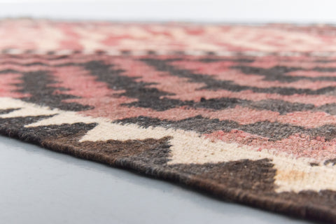 Vintage Aztec Patterned Geometric Wool Kilim Rug