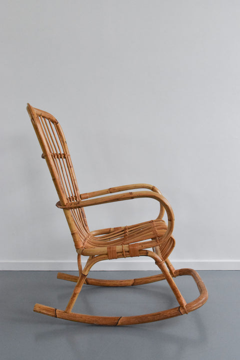 Vintage Bamboo / Cane Rocking Chair