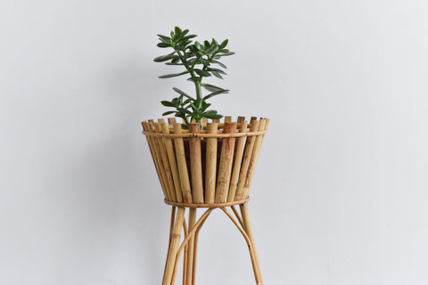 Vintage Bamboo Decorative Plant Stand Container