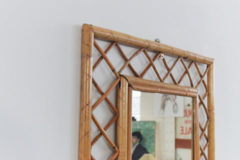 Vintage Rectangular Bamboo Mirror