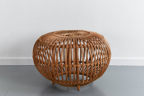 Vintage Bamboo and Wicker Franco Albini Style Lobster Pot Footstool Ottoman