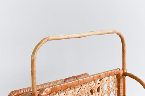 Vintage Bamboo and Wicker Magazine Rack