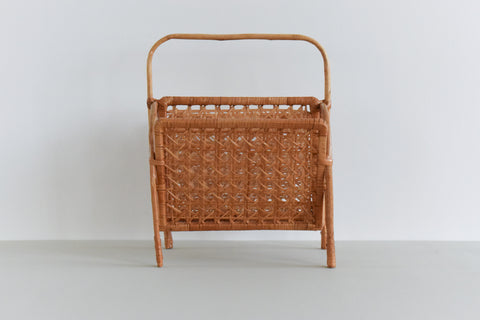 Vintage Bamboo and Wicker Magazine Rack