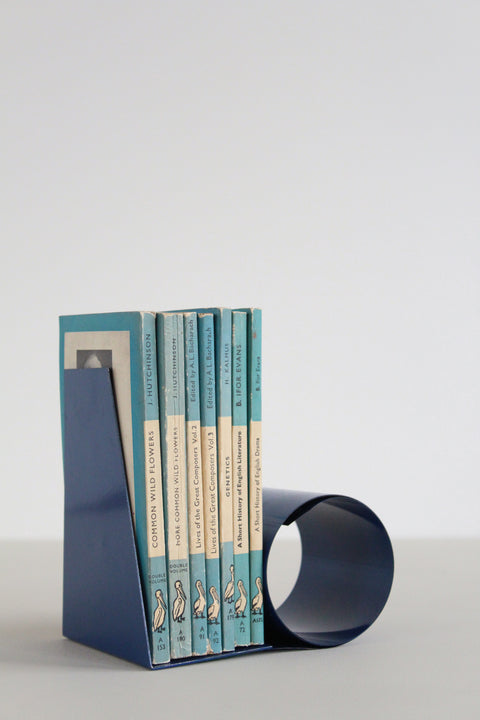Vintage Blue Metal Expandable Book Rack