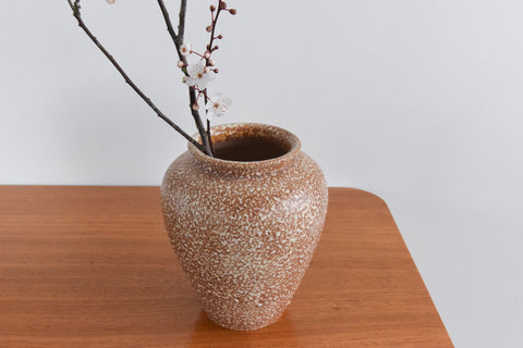 Vintage Brown Speckled Ceramic Vase by Langley Pottery