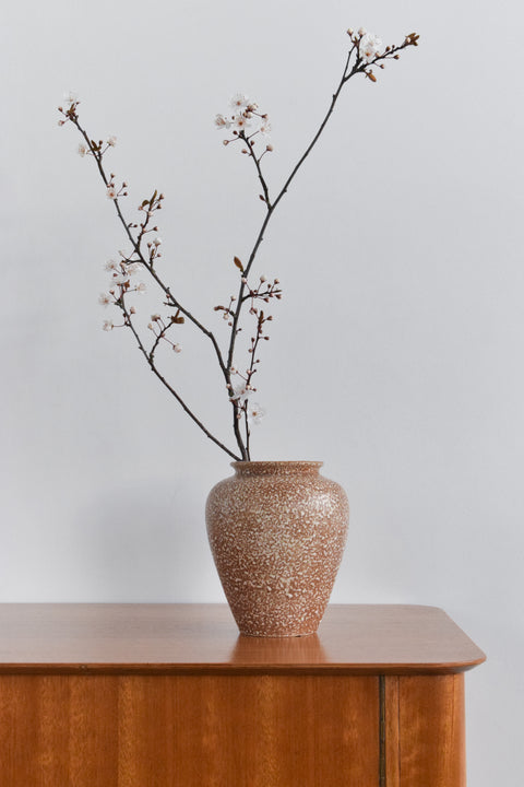 Vintage Brown Speckled Ceramic Vase by Langley Pottery