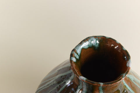 Vintage Brown and Green Studio Pottery Vase