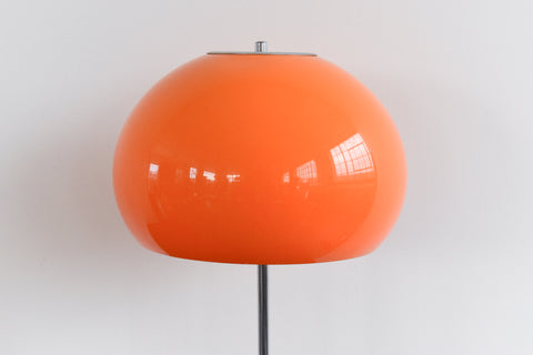 Vintage Chrome and Orange Plastic Mushroom Table Lamp