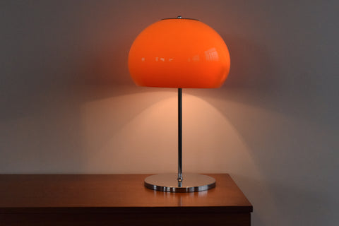 Vintage Chrome and Orange Plastic Mushroom Table Lamp