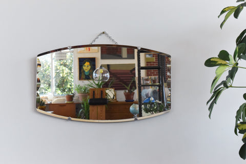 Vintage Frameless Scollop Bevelled Wall Mirror