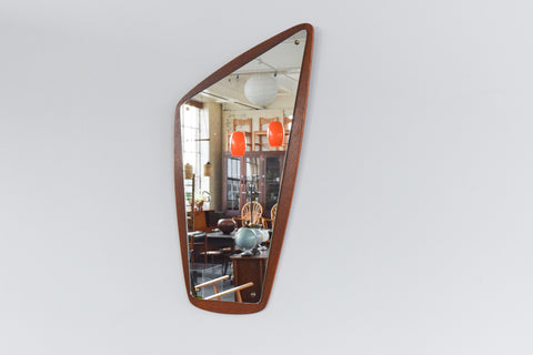 Vintage Danish Teak Framed Asymmetric Mirror