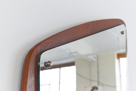 Vintage Danish Teak Framed Asymmetric Mirror