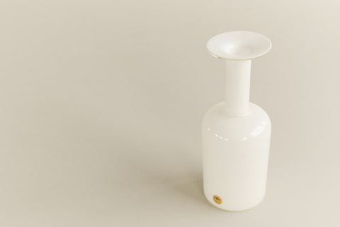 Vintage Danish White Opal Glass Vase by Otto Brauer for Holmegaard