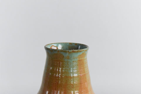 Vintage Green and Beige Scottish Kirkcudbright Studio Pottery Vase by Tom Lochhead