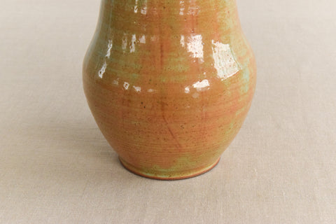 Vintage Green and Beige Scottish Kirkcudbright Studio Pottery Vase by Tom Lochhead