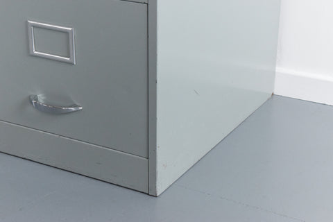 Vintage Grey/Blue Four Drawer Metal Filing Cabinet Manufactured by Harvey Milner