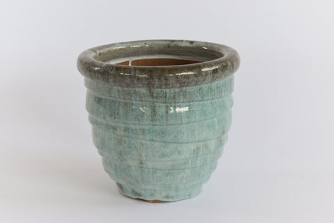 Vintage Handmade Ceramic Mint Green Glazed Plant Pot