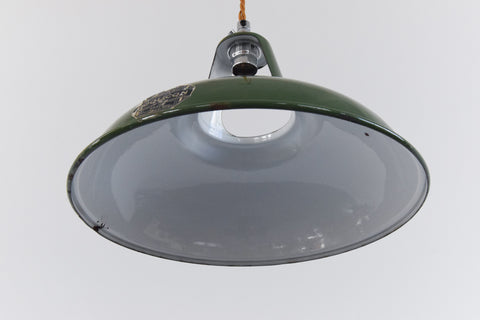 Vintage Industrial Green Enamel Pendant Light Shade by Coolicon