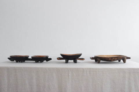 A Collection of Vintage Folk Art Hand Carved Wooden Bowls