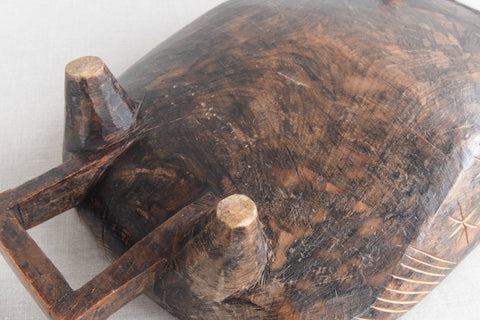 Vintage Large Folk Art Hand Carved Wooden Bowl