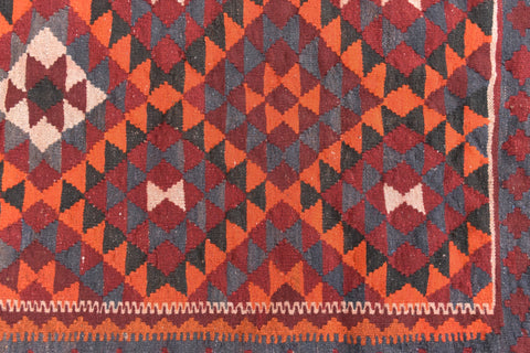 Vintage Large Geometric Patterned Kilim Woven Wool Rug