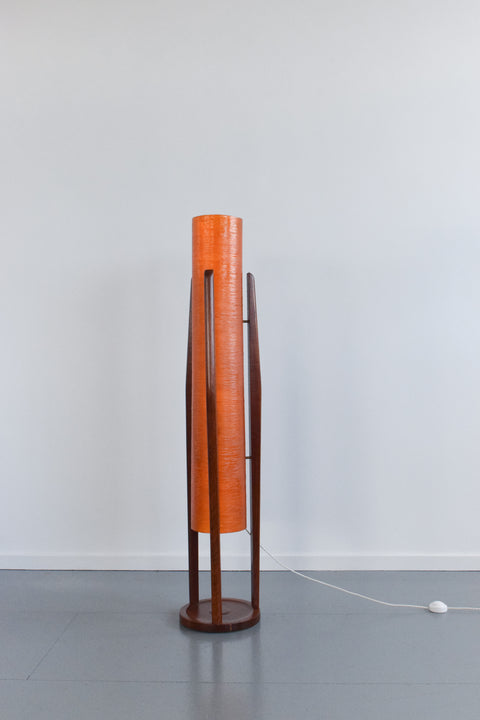 Vintage Large Orange Fibreglass Rocket Style Floor Lamp