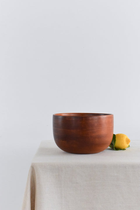 Vintage Rustic Mid-Century Hand Turned Wooden Fruit Bowl