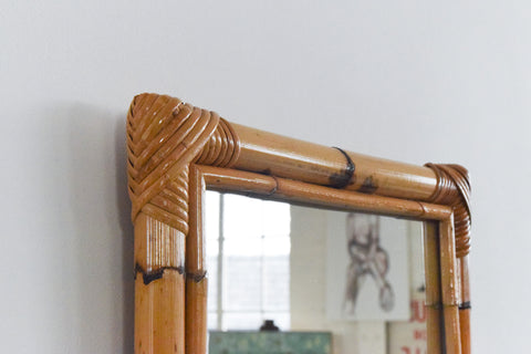 Vintage Long Rectangular Bamboo Mirror