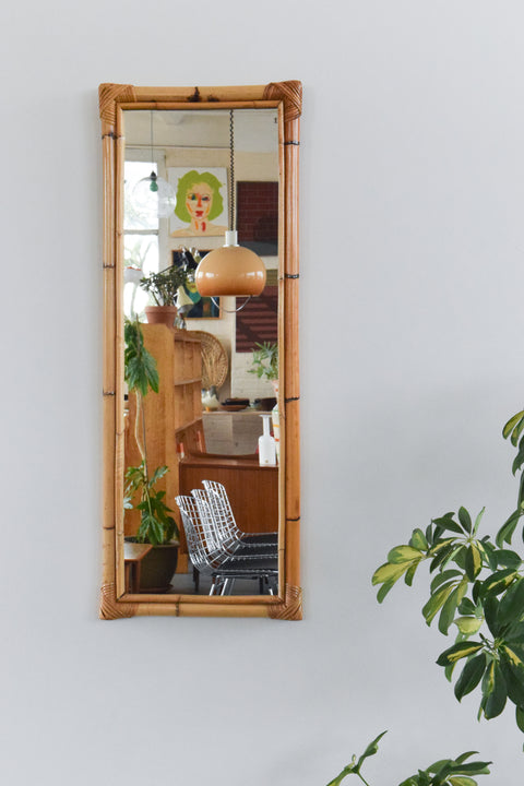 Vintage Long Rectangular Bamboo Mirror