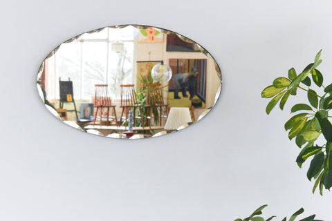 Vintage Frameless Oval Bevelled Mirror