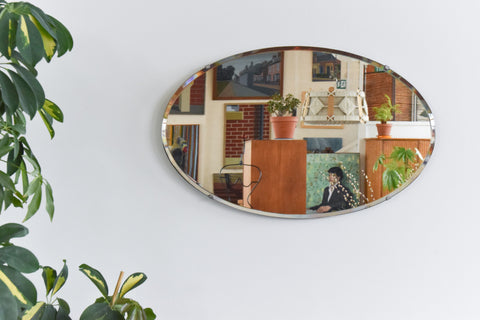 Vintage Frameless Oval Bevelled Mirror