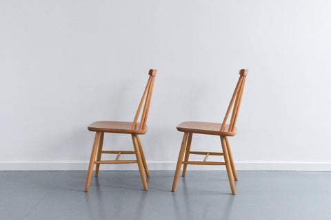 Vintage Pair of Danish Mid Century Beech Dining Chairs by Farstrup