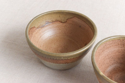 Vintage Pair of Small Rustic Studio Pottery Bowls